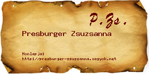 Presburger Zsuzsanna névjegykártya